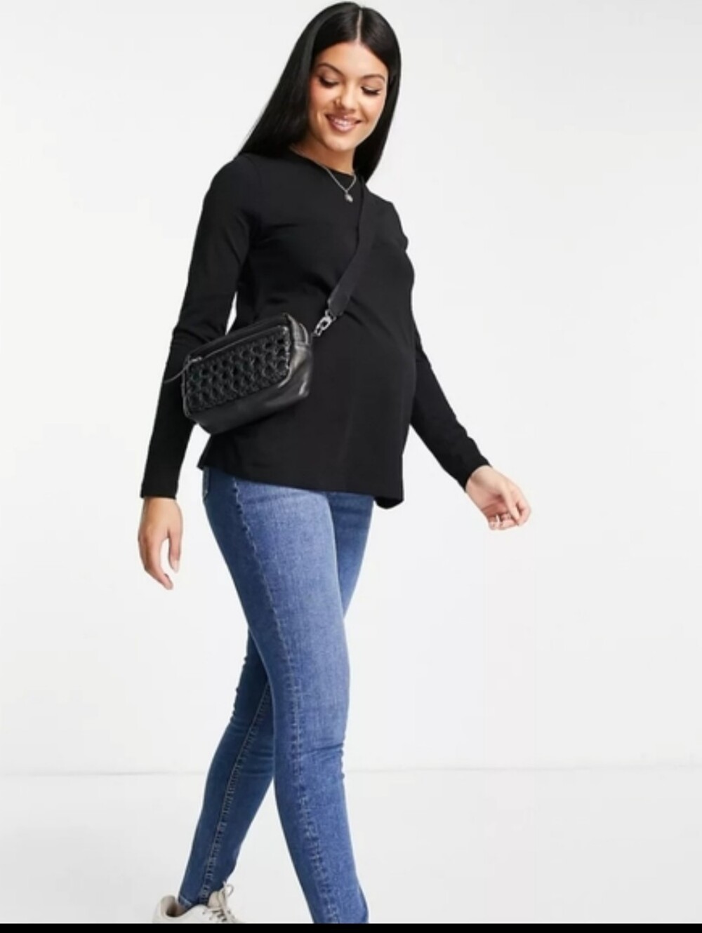 ASOS Maternity Black Long Sleeve Crewneck Tee | Long sleeve Maternity Shirt